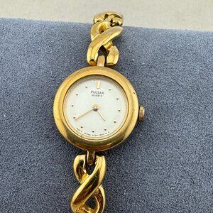 Pulsar 18K Gold Plated Cream Dial Ladies Dress Watch